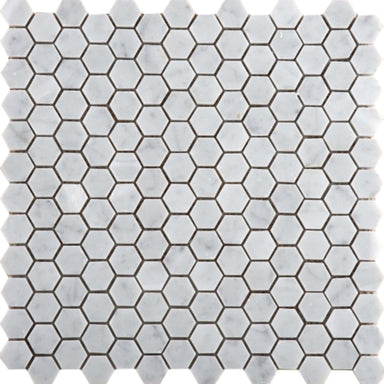Marble Bianco Gioia Collection in Hexagon 1" - 12" X 12" Mosaic Mesh Honed Natural Stone