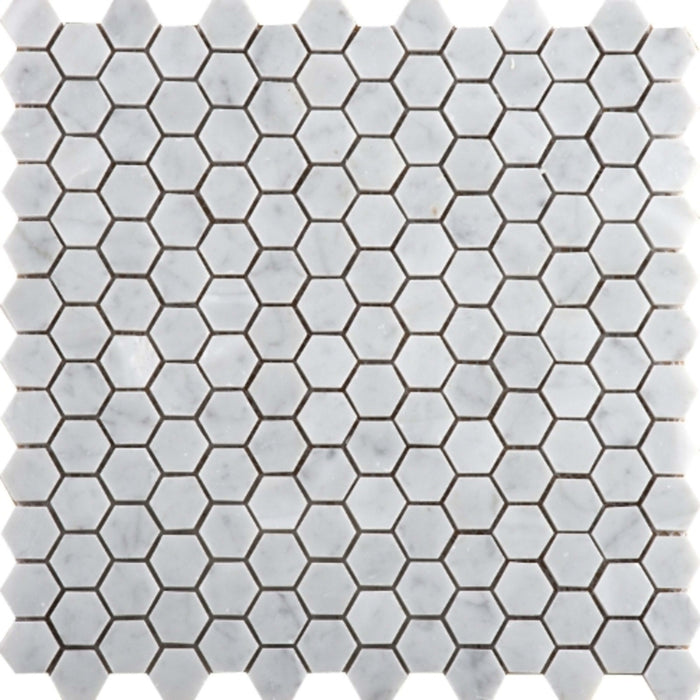 Marble Bianco Gioia Collection in Hexagon 1" - 12" X 12" Mosaic Mesh Honed Natural Stone