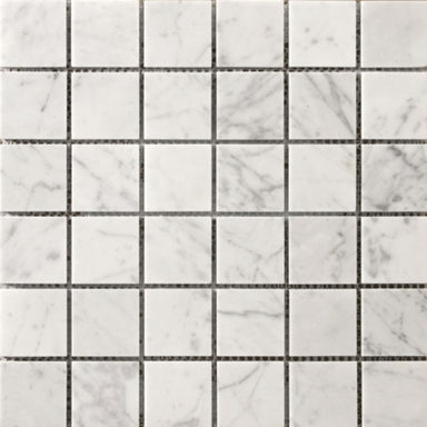 Marble Bianco Gioia Collection in 12" X 12" Mosaic Mesh Polished Natural Stone