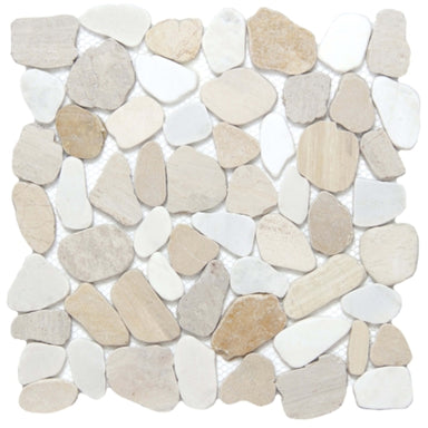 Cultura in Summer 12" X 12" Pebble On Mesh Natural Stone