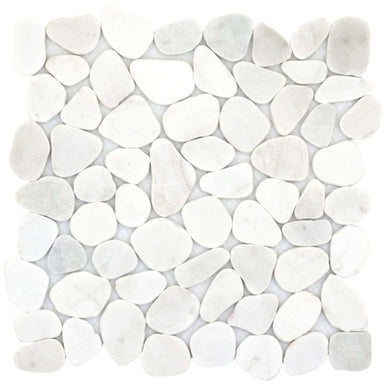 Cultura in White 12" X 12" Pebble On Mesh Natural Stone