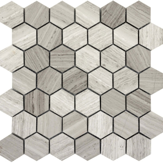 Metro in Gray - Hexagon Large Honed