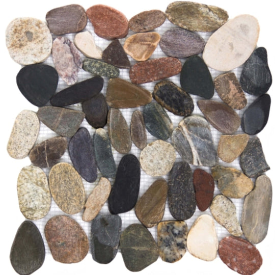 Rivera Pebbles in Natural Blend Flat 12" X 12" Pebble