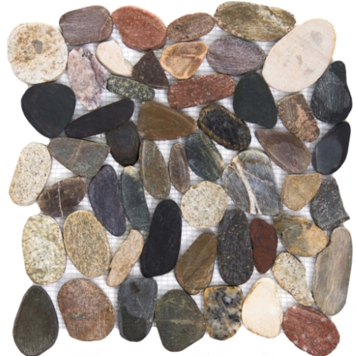Rivera Pebbles in Natural Blend Flat 12" X 12" Pebble Natural Stone