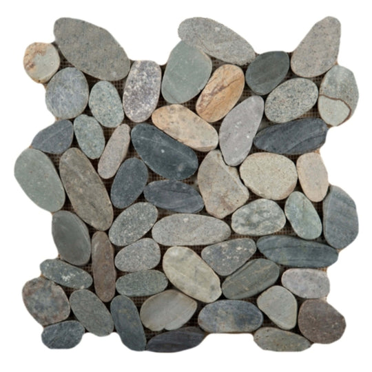 Venetian Pebbles in Multi Color 12" X 12" Flat Pebbles