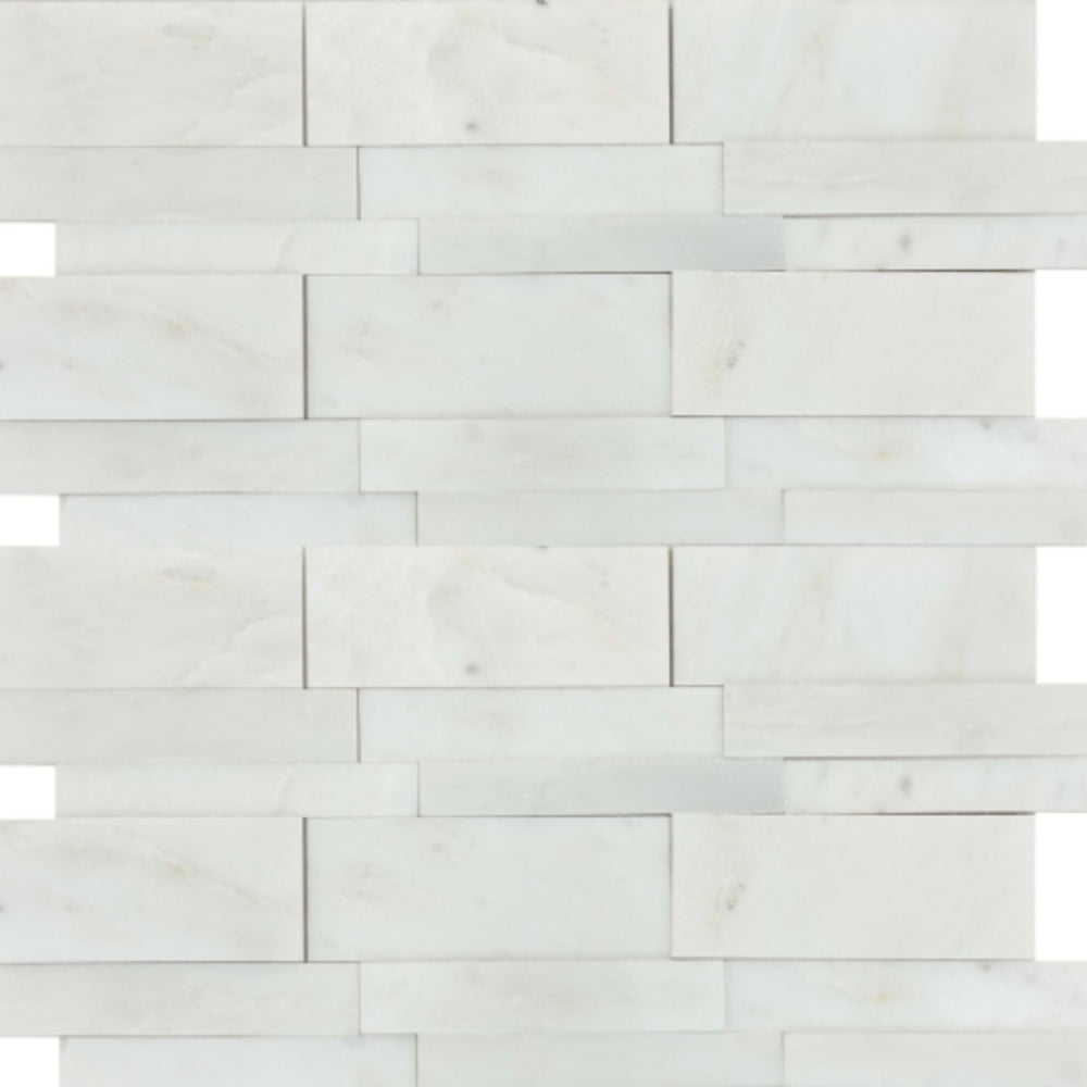 Marble Winter Frost in Winter Frost 3d Linear Mosaic - Mesh Mosaic Natural Stone