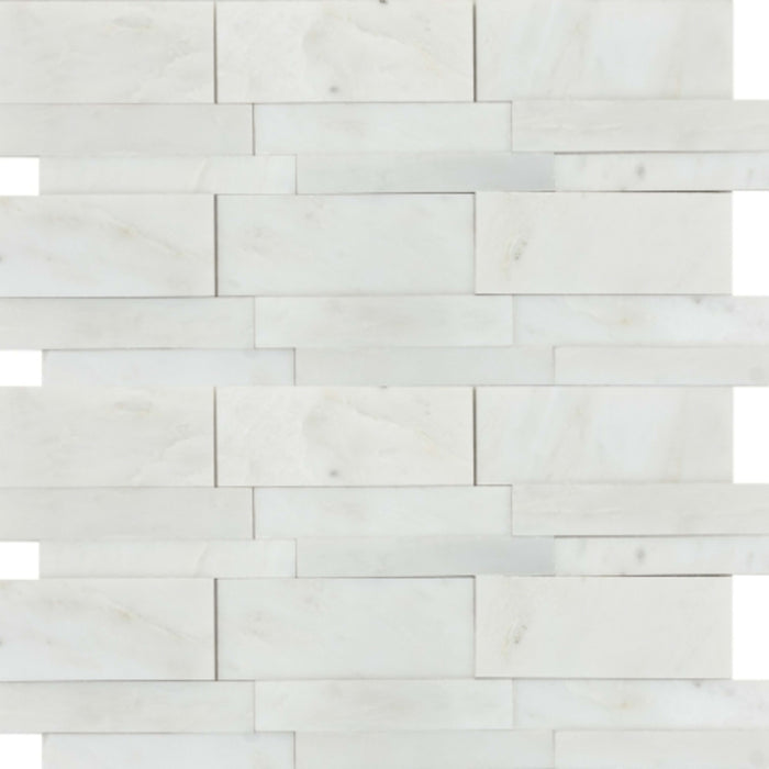 Marble Winter Frost in Winter Frost 3d Linear Mosaic - Mesh Mosaic Natural Stone