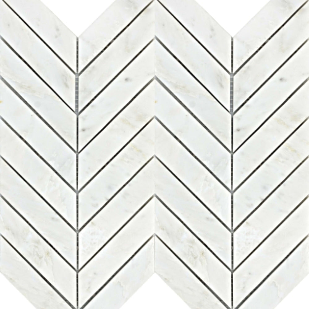 Marble Winter Frost in Winter Frost Chevron Mosaic - Mesh Mosaic Natural Stone