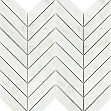 Marble Winter Frost in Winter Frost Chevron Mosaic - Mesh Mosaic Natural Stone