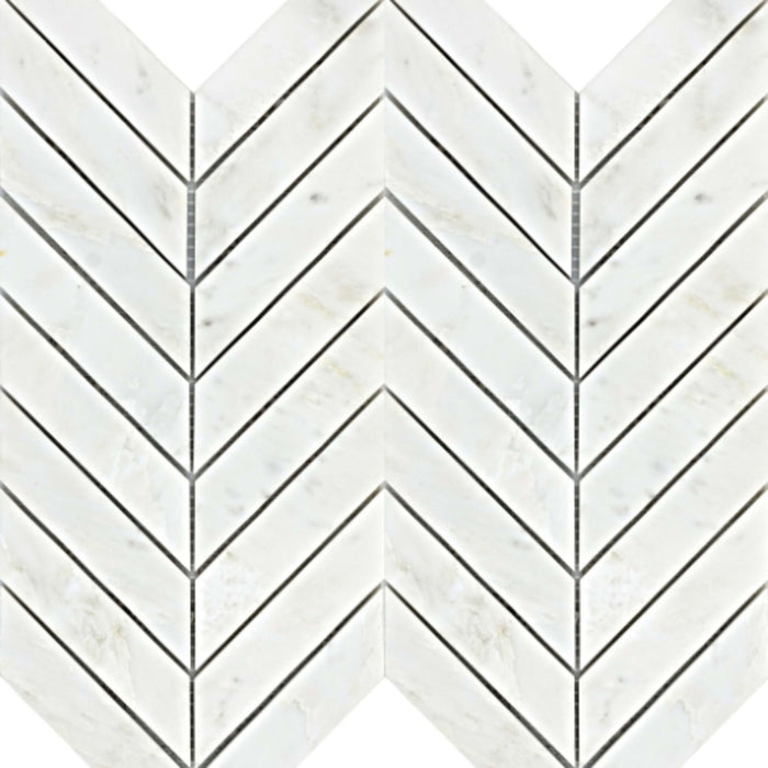Marble Winter Frost in Winter Frost Chevron Mosaic - Mesh Mosaic Natural Stone