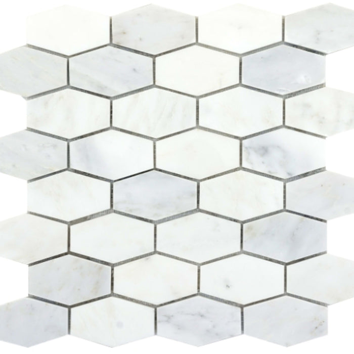 Marble Winter Frost in Winter Frost Hexagon Wide Mosaic - Mesh Mosaic Natural Stone