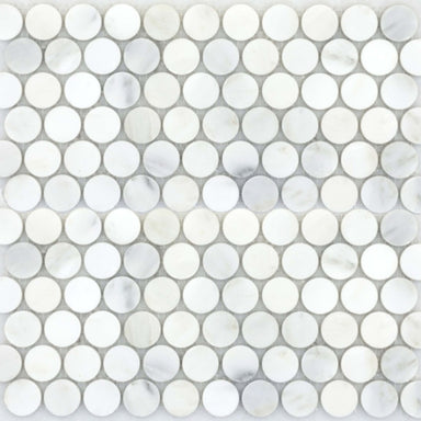 Marble Winter Frost in Winter Frost Penny Mosaic - Mesh Mosaic Natural Stone