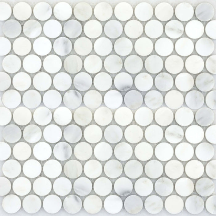 Marble Winter Frost in Winter Frost Penny Mosaic - Mesh Mosaic Natural Stone